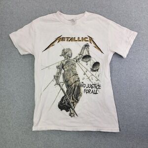 Metallica Shirt Mens Small White And Justice For All Graphic Band Tee Alstyle